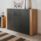 Sideboard Kampen in grau und Artisan Eiche 126 x 85 cm