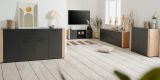 Sideboard Kampen in grau und Artisan Eiche 126 x 85 cm