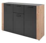 Sideboard Kampen in grau und Artisan Eiche 126 x 85 cm