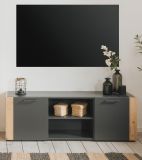 TV-Lowboard Kampen in grau und Artisan Eiche 138 cm