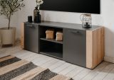 TV-Lowboard Kampen in grau und Artisan Eiche 138 cm