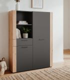 Highboard Kampen in grau und Artisan Eiche 100 x 155 cm