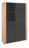 Highboard Kampen in grau und Artisan Eiche 100 x 155 cm