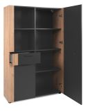 Highboard Kampen in grau und Artisan Eiche 100 x 155 cm
