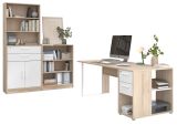 B�rom�bel Set Remote in Eiche und Wei� mit Schreibtisch, Container und Stauraumregal