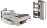 Parisot Kinder und Jugend Schlafzimmer Set Most Akazie und wei� mit Stauraumbett (140 x 200) und Kleiderschrank