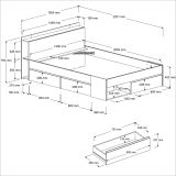 Parisot Kinder und Jugend Schlafzimmer Set Most Akazie und wei� mit Stauraumbett (140 x 200) und Kleiderschrank