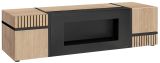 TV-Lowboard Lovely in Hickory Eiche und schwarz TV Unterteil mit Ethanol Kamin 150 cm