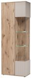Vitrine Cathlyn in Viking Eiche und Kaschmir Vitrinenschrank mit gefr�sten Rillen inkl. LED