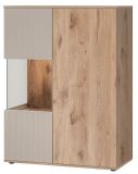 Vitrinenschrank Cathlyn in Viking Eiche und Kaschmir Vitrine mit gefr�sten Rillen inkl. LED