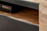 TV-Lowboard Heron in Ribbeck Eiche und schwarz TV Unterteil mit gefr�sten Rillen 160 x 42 cm
