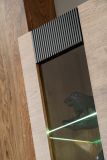 Vitrinenschrank Heron in Ribbeck Eiche und schwarz Vitrine mit gefr�sten Rillen inkl. LED