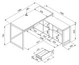 Schreibtisch Malta in wei� und Artisan Eiche 139 x 139 cm