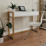 Schreibtisch Malta in wei� und Artisan Eiche 100 cm