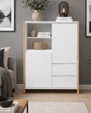 Highboard Malta in wei� und Artisan Eiche 120 x 139 cm