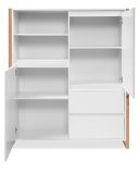 Highboard Malta in wei� und Artisan Eiche 120 x 139 cm