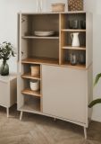 Highboard Sena in Kaschmir und Artisan Eiche 90 x 140 cm, mit Push-to-Open