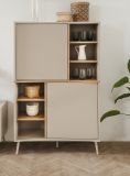 Highboard Sena in Kaschmir und Artisan Eiche 90 x 140 cm, mit Push-to-Open