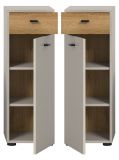 Badezimmer Kommode Matteo in Kaschmir und Evoke Eiche 32 x 91 cm