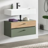 Waschbeckenunterschrank Matteo in gr�n und Evoke Eiche 75 cm