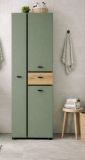 Badezimmer Hochschrank Matteo in gr�n und Evoke Eiche 51 x 191 cm