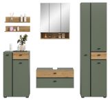 Badm�bel Set Matteo in gr�n und Evoke Eiche Badkombination 207 x 191 cm