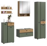 Badm�bel Set Matteo in gr�n und Evoke Eiche Badkombination 207 x 191 cm