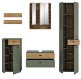 Badm�bel Set Matteo in gr�n und Evoke Eiche Badkombination 207 x 191 cm