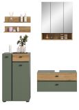 Badm�bel Set Matteo in gr�n und Evoke Eiche Badkombination 141 x 191 cm