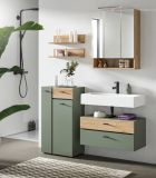 Badm�bel Set Matteo in gr�n und Evoke Eiche Badkombination 141 x 191 cm