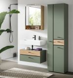 Badm�bel Set Matteo in gr�n und Evoke Eiche Badkombination 141 x 191 cm