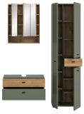 Badm�bel Set Matteo in gr�n und Evoke Eiche Badkombination 141 x 191 cm
