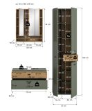 Badm�bel Set Matteo in gr�n und Evoke Eiche Badkombination 141 x 191 cm
