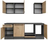 K�chenzeile Smart in Artisan Eiche und Grau, K�chenschrank Set 7-teilig 220 x 210 cm