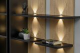Wohnwand Secret in schwarz und Vicking Eiche Anbauwand inkl. LED 6-teilig 300 x 160 cm, Push-to-Open-Funktion