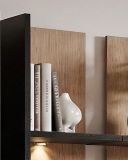 Wohnwand Secret in schwarz und Vicking Eiche Anbauwand inkl. LED 6-teilig 300 x 160 cm, Push-to-Open-Funktion