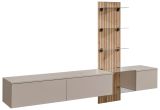 Wohnwand Sweet in Lehm-Grau und Evoke Eiche Schrankwand h�ngend mit LED 220 cm, Push-to-Open