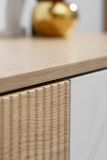 TV-Lowboard Set Arion in Cremona Eiche und Marmor wei� 160 cm, Flat-TV Unterschrank mit Wandpaneel h�ngend