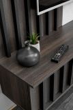 TV-Lowboard Set Brion in Graphit Eiche und Marmor wei� 160 cm, Flat-TV Unterschrank mit Wandpaneel h�ngend