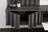 TV-Lowboard Set Brion in Graphit Eiche und Marmor wei� 160 cm, Flat-TV Unterschrank mit Wandpaneel h�ngend