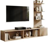 TV-Lowboard Set Sense in Cremona Eiche 180 cm, Flat-TV Unterschrank mit Streifenmuster h�ngend