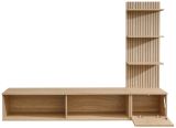 TV-Lowboard Set Sense in Cremona Eiche 180 cm, Flat-TV Unterschrank mit Streifenmuster h�ngend