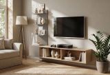TV-Lowboard Set Sense in Cremona Eiche und Lehm-Grau 180 cm, Flat-TV Unterschrank h�ngend