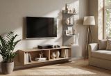 TV-Lowboard Set Sense in Cremona Eiche und Lehm-Grau 180 cm, Flat-TV Unterschrank h�ngend