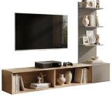 TV-Lowboard Set Sense in Cremona Eiche und Lehm-Grau 180 cm, Flat-TV Unterschrank h�ngend