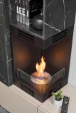 Wohnwand Cosy in Marmor schwarz und Lehm-Grau Schrankwand mit Ethanol Kamin 270 cm, Push-to-Open