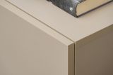 Wohnwand Cosy in Marmor schwarz und Lehm-Grau Schrankwand mit Ethanol Kamin 270 cm, Push-to-Open