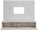TV-Lowboard Set Charm in Kaschmir und Marmor wei� 180 cm, Flat-TV Unterschrank mit Wandpaneel, Push-To-Open
