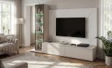 Wohnwand Charm in Kaschmir und Marmor wei�, Schrankwand 240 cm mit Beleuchtung, Push-To-Open