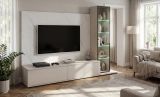 Wohnwand Charm in Kaschmir und Marmor wei�, Schrankwand 240 cm mit Beleuchtung, Push-To-Open